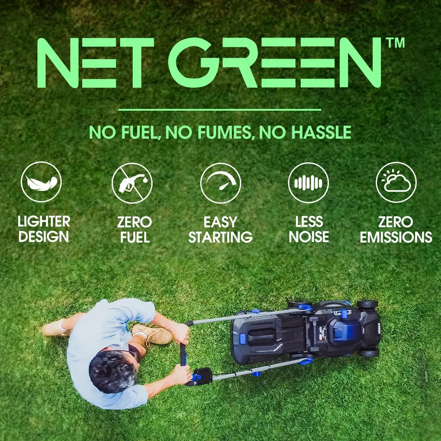 POWERBLADE 350CX 20V 13" Cordless Lawn Mower Kit, Fast Charger, 4Ah Battery, 5 Height, Brushless Electric, 330mm Cutting Path