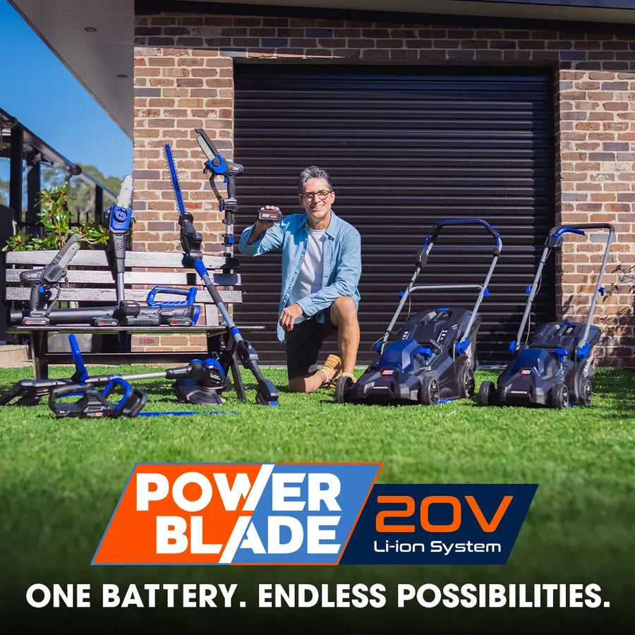 POWERBLADE 350CX 20V 13" Cordless Lawn Mower Kit, Fast Charger, 4Ah Battery, 5 Height, Brushless Electric, 330mm Cutting Path