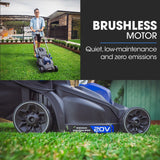POWERBLADE 350CX 20V 13 Cordless Lawn Mower Kit, Fast Charger, 4Ah Battery, 5 Height, Brushless Electric, 330mm Cutting Path - 45-Degree Angle