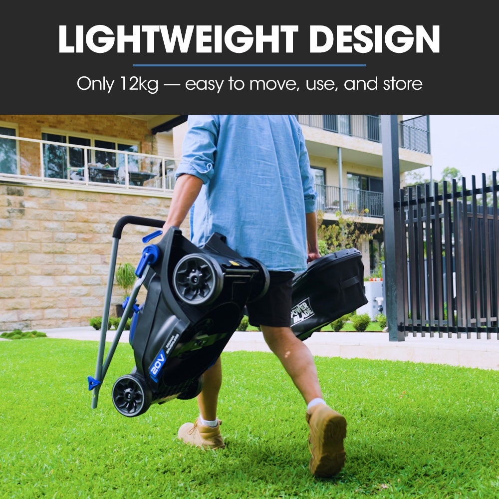 POWERBLADE 350CX 20V 13 Cordless Lawn Mower Kit, Fast Charger, 4Ah Battery, 5 Height, Brushless Electric, 330mm Cutting Path