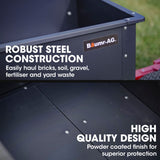 BAUMR-AG 270kg Capacity Metal Dump Cart, for Ride on Mower - Side View