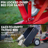 BAUMR-AG 270kg Capacity Metal Dump Cart, for Ride on Mower - Rear View