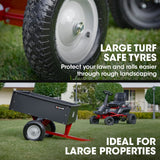 BAUMR-AG 270kg Capacity Metal Dump Cart, for Ride on Mower - Close-Up Angle