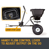 PLANTCRAFT Tow Behind Broadcast Spreader 30kg 26L Seed Fertiliser Tow Rotary - Side View