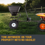 PLANTCRAFT Tow Behind Broadcast Spreader 30kg 26L Seed Fertiliser Tow Rotary - 45-Degree Angle