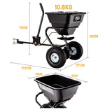 PLANTCRAFT Tow Behind Broadcast Spreader 30kg 26L Seed Fertiliser Tow Rotary - Rear View