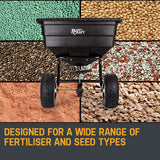 PLANTCRAFT Tow Behind Broadcast Spreader 90kg 105L Seed Fertiliser Tow Rotary - Front View