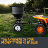 PLANTCRAFT Tow Behind Broadcast Spreader 90kg 105L Seed Fertiliser Tow Rotary - Side View