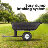 PLANTCRAFT 400LBS Poly Dump Cart Garden Tip Trailer Tray Tow Quad ATV Ride - Side View