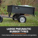 PLANTCRAFT 270kg Capacity Metal Dump Cart Garden Lawn Yard Farm Trolley, Tow Behind Ride on Mower - Top-Down View