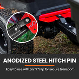 PLANTCRAFT 270kg Capacity Metal Dump Cart Garden Lawn Yard Farm Trolley, Tow Behind Ride on Mower - Close-Up Angle