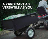 PLANTCRAFT 270kg Capacity Metal Dump Cart Garden Lawn Yard Farm Trolley, Tow Behind Ride on Mower - Low Angle