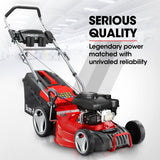 BAUMR-AG 18 150cc Lawn Mower, 8 Heights, Steel Deck, Cup Holders, 4-Stroke Petrol Lawnmower - 730EX - Side View