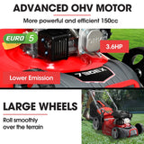 BAUMR-AG 18 150cc Lawn Mower, 8 Heights, Steel Deck, Cup Holders, 4-Stroke Petrol Lawnmower - 730EX - Top-Down View