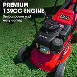 Baumr-AG Lawn Mower 139CC 17 Petrol Push Lawnmower 4-Stroke Engine Catch - Top-Down View