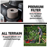 Baumr-AG Lawn Mower 139CC 17 Petrol Push Lawnmower 4-Stroke Engine Catch - Close-Up Angle