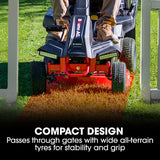 BAUMR-AG 24 Ride On Lawn Mower, Lithium Electric Start System, 6HP 224cc, 5 Cut Heights, Catcher and Mulch Kit - Rear View