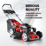 Baumr-AG 220cc Lawn Mower 4-Stroke 20 Inch Petrol Lawnmower 4-in-1 Self-Propelled Push - Side View