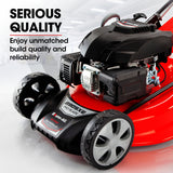 Baumr-AG 248cc Lawn Mower 4-Stroke 21 Inch Petrol Lawnmower 4-in-1 Self-Propelled Electric Start - Front View