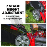 Baumr-AG 248cc Lawn Mower 4-Stroke 21 Inch Petrol Lawnmower 4-in-1 Self-Propelled Electric Start - Low Angle