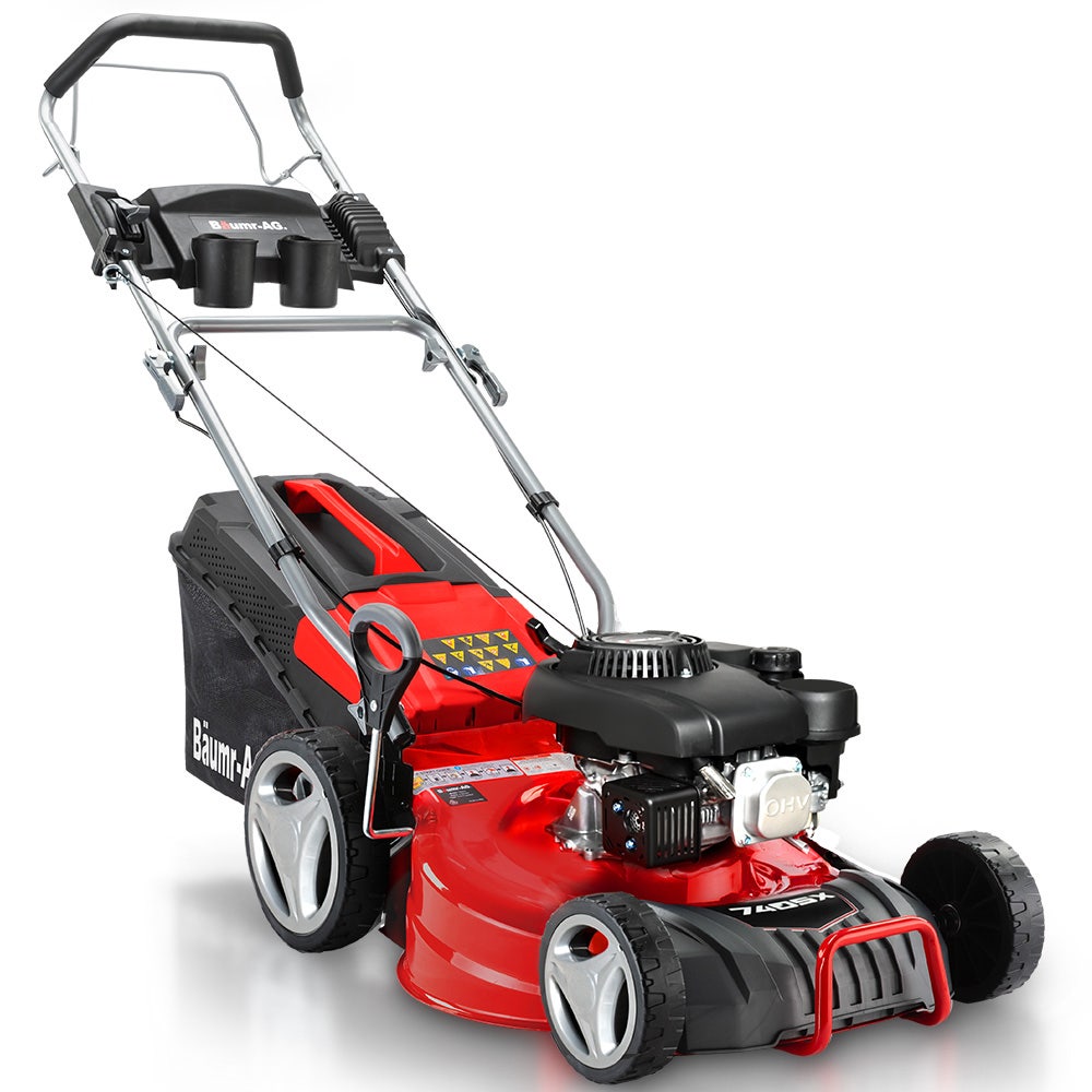 BAUMR-AG 18 150cc Self Propelled Lawn Mower, 7 Height, Steel Deck, Cup Holders, 4-Stroke Petrol Lawnmower - 740SX