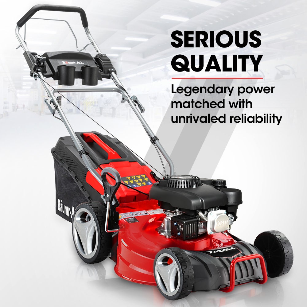BAUMR-AG 18 150cc Self Propelled Lawn Mower, 7 Height, Steel Deck, Cup Holders, 4-Stroke Petrol Lawnmower - 740SX