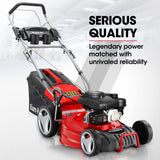 BAUMR-AG 18 150cc Self Propelled Lawn Mower, 7 Height, Steel Deck, Cup Holders, 4-Stroke Petrol Lawnmower - 740SX - Front View