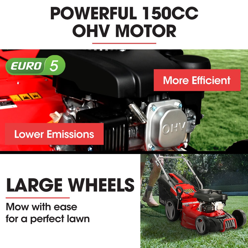BAUMR-AG 18 150cc Self Propelled Lawn Mower, 7 Height, Steel Deck, Cup Holders, 4-Stroke Petrol Lawnmower - 740SX
