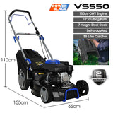 POWERBLADE 18 150cc Self Propelled Lawn Mower, 7 Height, Steel Deck, 4-Stroke Petrol Lawnmower - VS550 - Front View