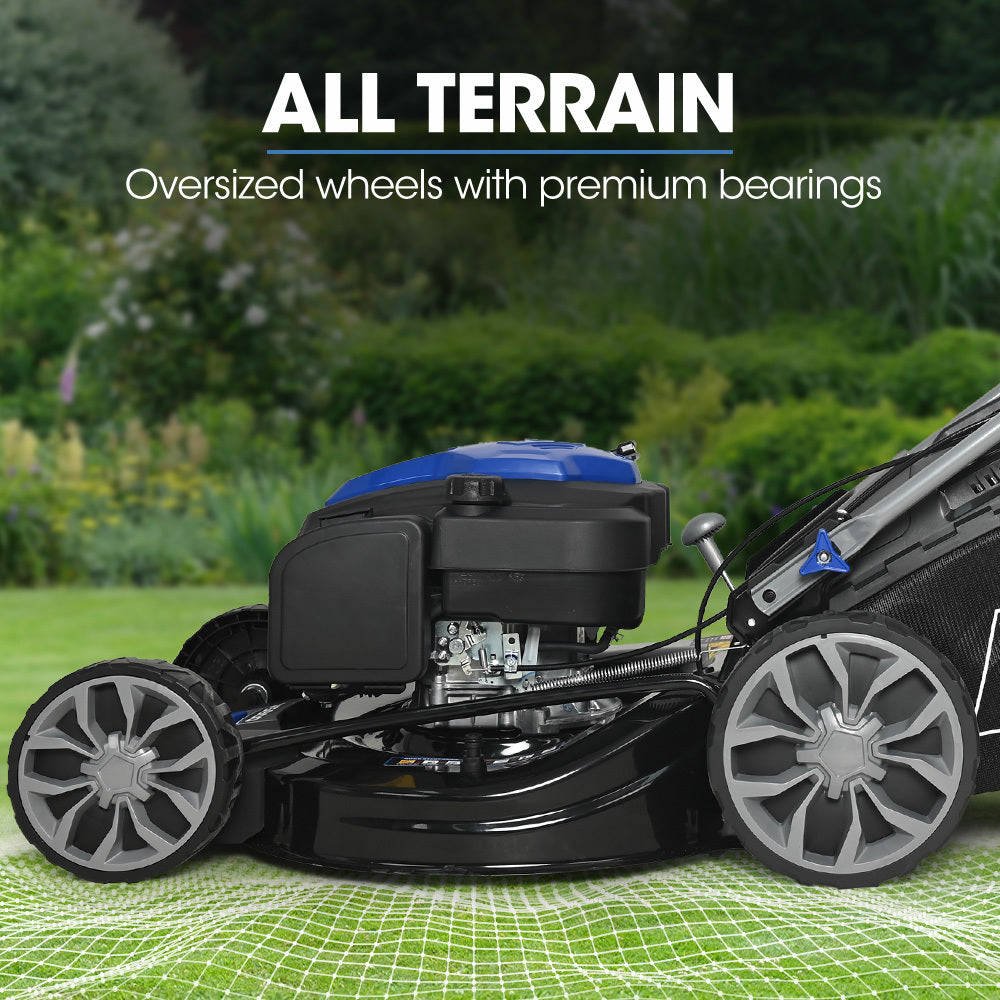 PowerBlade 22 224cc Self-Propelled Lawn Mower, Electric Start, 7 Height, Steel Deck, Deck Wash Port, OHV 4-Stroke Petrol - VS1000