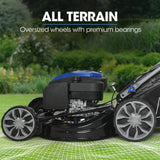 PowerBlade 22 224cc Self-Propelled Lawn Mower, Electric Start, 7 Height, Steel Deck, Deck Wash Port, OHV 4-Stroke Petrol - VS1000 - Close-Up Angle
