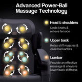 FORTIA Zero Gravity Recline Full-Body Massage Chair, with Back and Foot Rollers, Squeezing Air Pressure for Arms, Legs, plus Heat and Vibration functions, Black - Top-Down View