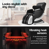 FORTIA Zero Gravity Recline Full-Body Massage Chair, with Back and Foot Rollers, Squeezing Air Pressure for Arms, Legs, plus Heat and Vibration functions, Black - 45-Degree Angle