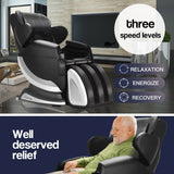 FORTIA Zero Gravity Recline Full-Body Massage Chair, with Back and Foot Rollers, Squeezing Air Pressure for Arms, Legs, plus Heat and Vibration functions, Black - Rear View