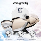 FORTIA Zero Gravity Recline Full-Body Massage Chair, with Back and Foot Rollers, Squeezing Air Pressure for Arms, Legs, plus Heat and Vibration functions, Cream - Front View