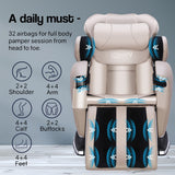 FORTIA Zero Gravity Recline Full-Body Massage Chair, with Back and Foot Rollers, Squeezing Air Pressure for Arms, Legs, plus Heat and Vibration functions, Cream - Extra Image