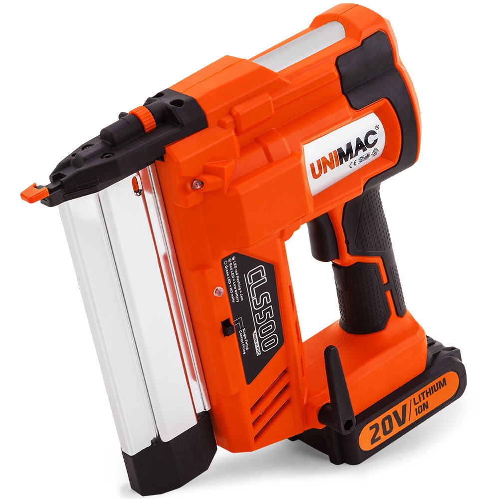 UNIMAC CLS500 15-50mm 18ga 2-in-1 Stapler/Brad Nail Gun, Cordless 20V Lithium Nailer