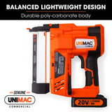 UNIMAC CLS500 15-50mm 18ga 2-in-1 Stapler/Brad Nail Gun, Cordless 20V Lithium Nailer - Front View