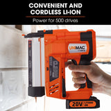 UNIMAC CLS500 15-50mm 18ga 2-in-1 Stapler/Brad Nail Gun, Cordless 20V Lithium Nailer - Side View