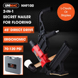 UNIMAC NHF100 37-50mm 16ga Flooring Air Gun Driver, Heavy Duty Pneumatic Floor Nail Gun - Front View