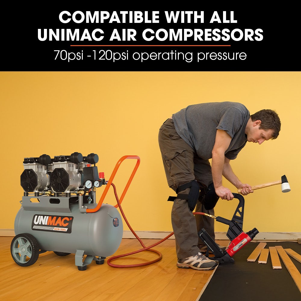 UNIMAC NHF100 37-50mm 16ga Flooring Air Gun Driver, Heavy Duty Pneumatic Floor Nail Gun