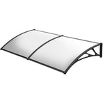 SHADE SHIELD 2x1m Aluminium Exterior Awning, Black DIY External UV Rain Protection Clear Polycarbonate Canopy Cover