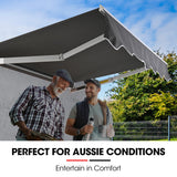 Shade Shield 2 x 1.5M Retractable Grey Folding Arm Awning, Powder Coated 6063 Aluminium, with Hand Crank, for Outdoor Patio - Side View