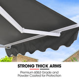 Shade Shield 2 x 1.5M Retractable Grey Folding Arm Awning, Powder Coated 6063 Aluminium, with Hand Crank, for Outdoor Patio - Close-Up Angle