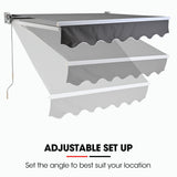 Shade Shield 2 x 1.5M Retractable Grey Folding Arm Awning, Powder Coated 6063 Aluminium, with Hand Crank, for Outdoor Patio - Low Angle