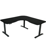 FORTIA Corner Standing Desk 1730W x 1730W x 750D 3 Motors 120kg Load Sit to Stand Up Electric Height Adjustable Black/Black Frame
