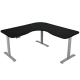 Fortia Corner Standing Desk 1730W x 1730W x 750D 3 Motors 120kg Load Sit to Stand Up Electric Height Adjustable Black/Silver Frame