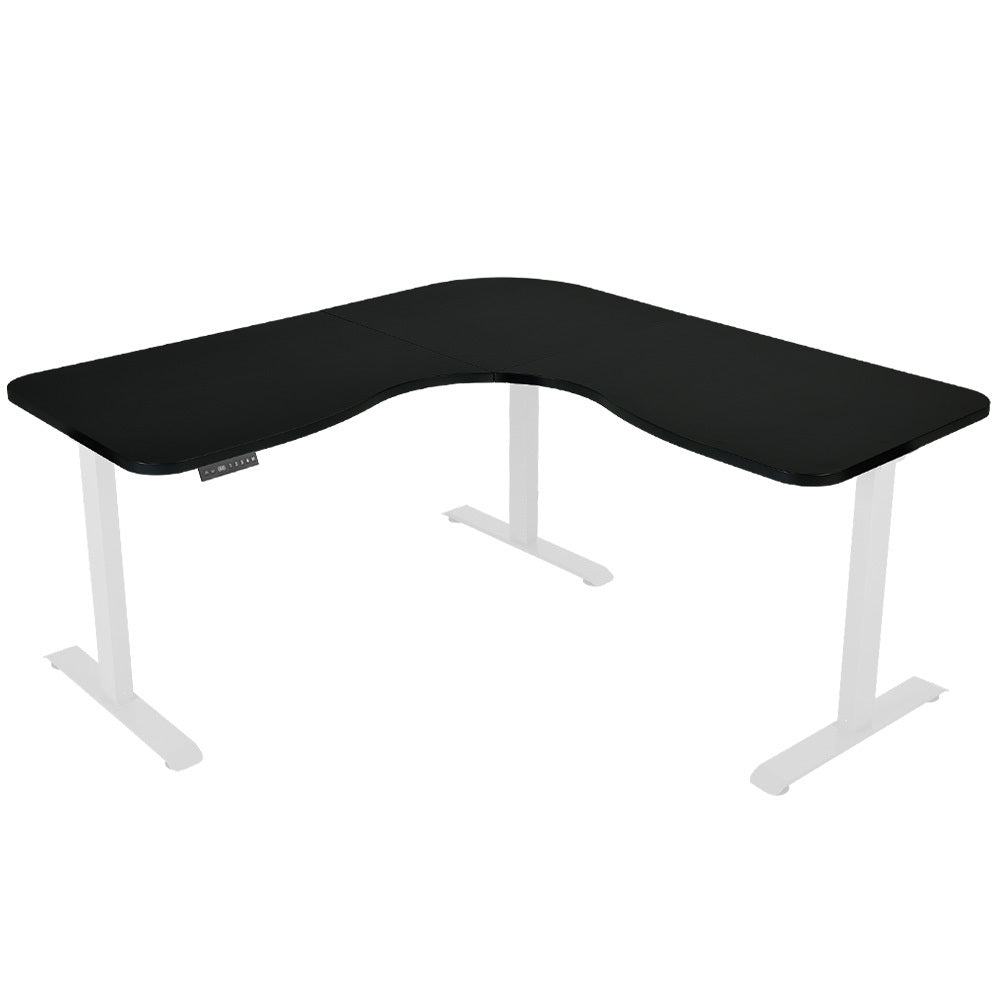 Fortia Corner Standing Desk 1730W x 1730W x 750D 3 Motors 120kg Load Sit to Stand Up Electric Height Adjustable Black/White Frame