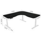 Fortia Corner Standing Desk 1730W x 1730W x 750D 3 Motors 120kg Load Sit to Stand Up Electric Height Adjustable Black/White Frame - Front View