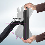 FORTIA Triple Computer Monitor Mount Stand for Desk with 3 Adjustable Arm Holder for 15 to 32 inch Displays - Close-Up Angle